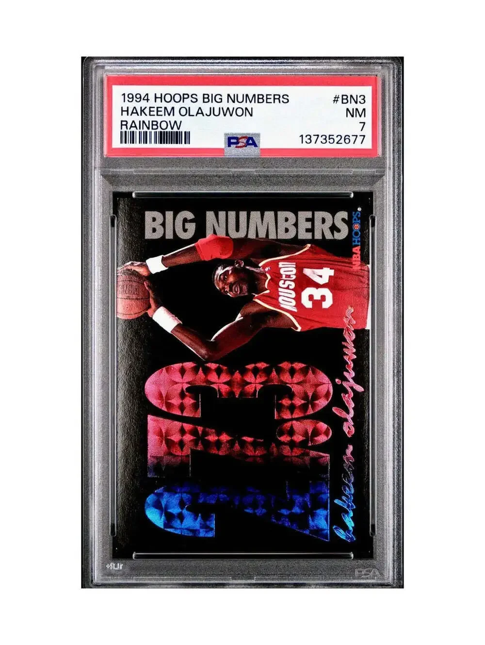 Hakeem Olajuwon 1994 NBA Hoops Big Numbers #BN3 Rainbow PSA 7 NM